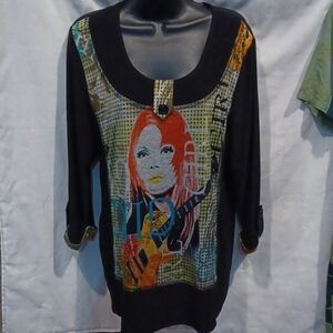 Modes Crystal 3/4 Blouse, 22"=PTP, 28" L